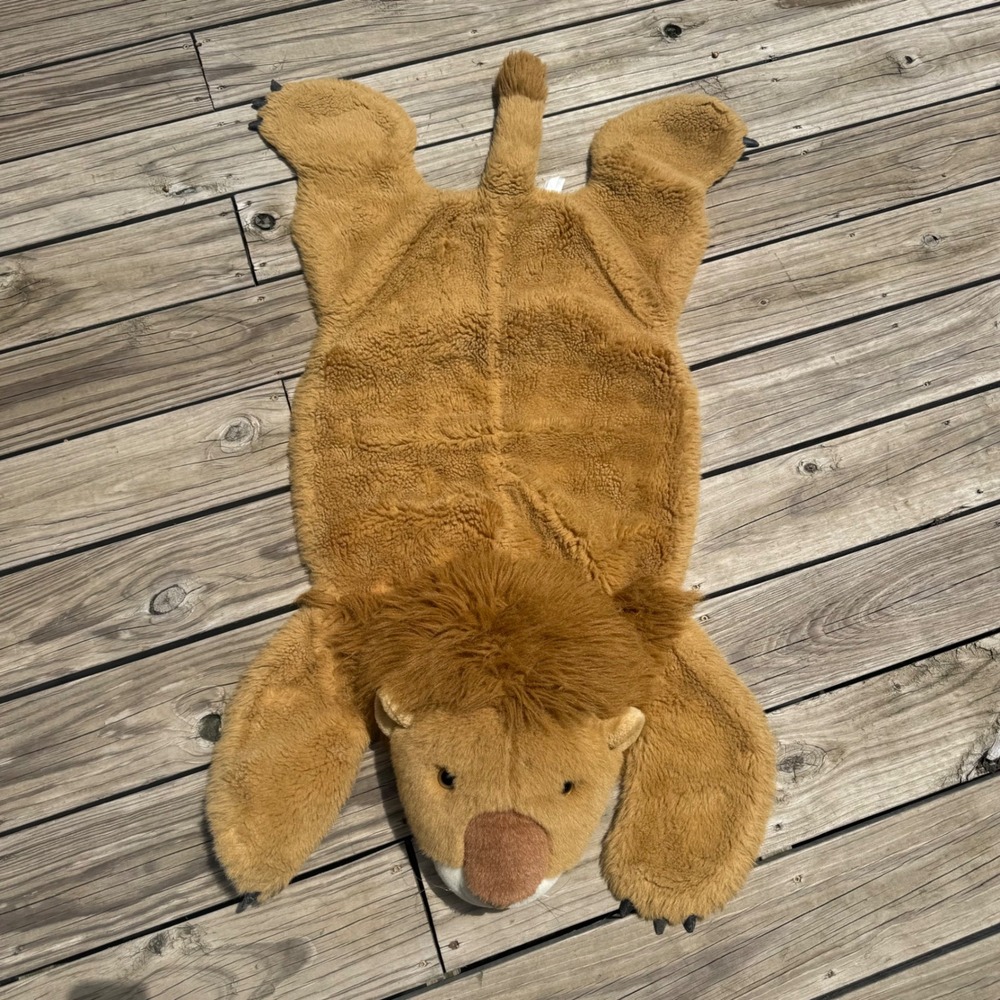 Vintage JCPenney Golden Bear Co Lion Plush Rug Faux Fur Nursery Decor 46 Inch
